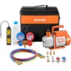image:imageVEVOR 35 CFM AC Vacuum Pump and Gauge Set Single Stage Rotary Vane HVAC Air Vacuum Pump AC Refrigerant Manifold Gauge Kit with Hoses Air Conditioning Refrigeration for R134a R12 R22 R502a45 CFM With Leak Detector