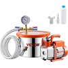 image:imageVEVOR 5 Gallon Vacuum Chamber Upgraded Tempered Glass Lid Vacuum Degassing Chamber 304 Stainless Steel Chamber for Stabilizing Wood Resin Degassing Silicone Degassing and Plaster Degassing15 Gallon Acylic Lid 35 CFM