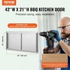 image:imageVEVOR BBQ Access Door 305W x 21H Inch Double Outdoor Kitchen Stainless Steel Flush Mount Wall Vertical With Handles for BBQ Island Grilling Station Outside Cabinet42W x 21HSilver