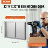 image:imageVEVOR BBQ Access Door 305W x 21H Inch Double Outdoor Kitchen Stainless Steel Flush Mount Wall Vertical With Handles for BBQ Island Grilling Station Outside Cabinet33W x 22HSilver