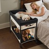 image:imageVEVOR Bedside Lounge Pet Bed Foldable Bunk Dog Bed with 600D Oxford Cloth and Dutch Velvet Portable Raised Cot with Wheels Side Storage Bags and Carry Bag for Cats amp Dogs L BeigeL