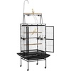 image:imageVEVOR Bird Cage 327 x 311 x 827 inch Open Flat Top Wrought Iron Bird Flight Cage with Perches SlideOut Tray Plastic Feeders for Cockatiel Monk Parakeet Amazon Parrot African Grey ParrotBlack