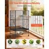 image:imageVEVOR Bird Cage 327 x 311 x 827 inch Open Flat Top Wrought Iron Bird Flight Cage with Perches SlideOut Tray Plastic Feeders for Cockatiel Monk Parakeet Amazon Parrot African Grey ParrotBlack