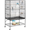 image:imageVEVOR Bird Cage 327 x 311 x 827 inch Open Flat Top Wrought Iron Bird Flight Cage with Perches SlideOut Tray Plastic Feeders for Cockatiel Monk Parakeet Amazon Parrot African Grey ParrotBlack