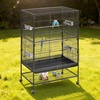 image:imageVEVOR Bird Cage 327 x 311 x 827 inch Open Flat Top Wrought Iron Bird Flight Cage with Perches SlideOut Tray Plastic Feeders for Cockatiel Monk Parakeet Amazon Parrot African Grey ParrotBlack