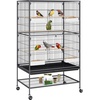 image:imageVEVOR Bird Cage 327 x 311 x 827 inch Open Flat Top Wrought Iron Bird Flight Cage with Perches SlideOut Tray Plastic Feeders for Cockatiel Monk Parakeet Amazon Parrot African Grey ParrotBlack