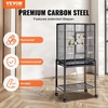 image:imageVEVOR Bird Cage 327 x 311 x 827 inch Open Flat Top Wrought Iron Bird Flight Cage with Perches SlideOut Tray Plastic Feeders for Cockatiel Monk Parakeet Amazon Parrot African Grey ParrotBlack