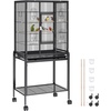 image:imageVEVOR Bird Cage 327 x 311 x 827 inch Open Flat Top Wrought Iron Bird Flight Cage with Perches SlideOut Tray Plastic Feeders for Cockatiel Monk Parakeet Amazon Parrot African Grey ParrotBlack