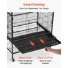 image:imageVEVOR Bird Cage 327 x 311 x 827 inch Open Flat Top Wrought Iron Bird Flight Cage with Perches SlideOut Tray Plastic Feeders for Cockatiel Monk Parakeet Amazon Parrot African Grey ParrotBlack