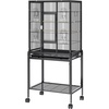 image:imageVEVOR Bird Cage 327 x 311 x 827 inch Open Flat Top Wrought Iron Bird Flight Cage with Perches SlideOut Tray Plastic Feeders for Cockatiel Monk Parakeet Amazon Parrot African Grey ParrotBlack