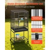 image:imageVEVOR Bird Cage 327 x 311 x 827 inch Open Flat Top Wrought Iron Bird Flight Cage with Perches SlideOut Tray Plastic Feeders for Cockatiel Monk Parakeet Amazon Parrot African Grey ParrotBlack