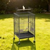 image:imageVEVOR Bird Cage 327 x 311 x 827 inch Open Flat Top Wrought Iron Bird Flight Cage with Perches SlideOut Tray Plastic Feeders for Cockatiel Monk Parakeet Amazon Parrot African Grey ParrotBlack