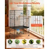 image:imageVEVOR Bird Cage 327 x 311 x 827 inch Open Flat Top Wrought Iron Bird Flight Cage with Perches SlideOut Tray Plastic Feeders for Cockatiel Monk Parakeet Amazon Parrot African Grey ParrotBlack