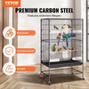 image:imageVEVOR Bird Cage 327 x 311 x 827 inch Open Flat Top Wrought Iron Bird Flight Cage with Perches SlideOut Tray Plastic Feeders for Cockatiel Monk Parakeet Amazon Parrot African Grey ParrotBlack