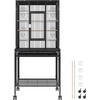 image:imageVEVOR Bird Cage 327 x 311 x 827 inch Open Flat Top Wrought Iron Bird Flight Cage with Perches SlideOut Tray Plastic Feeders for Cockatiel Monk Parakeet Amazon Parrot African Grey ParrotBlack