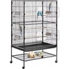 image:imageVEVOR Bird Cage 327 x 311 x 827 inch Open Flat Top Wrought Iron Bird Flight Cage with Perches SlideOut Tray Plastic Feeders for Cockatiel Monk Parakeet Amazon Parrot African Grey ParrotBlack