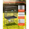 image:imageVEVOR Bird Cage 327 x 311 x 827 inch Open Flat Top Wrought Iron Bird Flight Cage with Perches SlideOut Tray Plastic Feeders for Cockatiel Monk Parakeet Amazon Parrot African Grey ParrotBlack