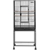 image:imageVEVOR Bird Cage 327 x 311 x 827 inch Open Flat Top Wrought Iron Bird Flight Cage with Perches SlideOut Tray Plastic Feeders for Cockatiel Monk Parakeet Amazon Parrot African Grey ParrotBlack