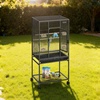 image:imageVEVOR Bird Cage 327 x 311 x 827 inch Open Flat Top Wrought Iron Bird Flight Cage with Perches SlideOut Tray Plastic Feeders for Cockatiel Monk Parakeet Amazon Parrot African Grey ParrotBlack