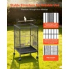 image:imageVEVOR Bird Cage 327 x 311 x 827 inch Open Flat Top Wrought Iron Bird Flight Cage with Perches SlideOut Tray Plastic Feeders for Cockatiel Monk Parakeet Amazon Parrot African Grey ParrotBlack