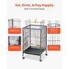 image:imageVEVOR Bird Cage 327 x 311 x 827 inch Open Flat Top Wrought Iron Bird Flight Cage with Perches SlideOut Tray Plastic Feeders for Cockatiel Monk Parakeet Amazon Parrot African Grey ParrotBlack