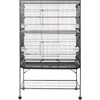 image:imageVEVOR Bird Cage 327 x 311 x 827 inch Open Flat Top Wrought Iron Bird Flight Cage with Perches SlideOut Tray Plastic Feeders for Cockatiel Monk Parakeet Amazon Parrot African Grey ParrotBlack