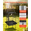 image:imageVEVOR Bird Cage 327 x 311 x 827 inch Open Flat Top Wrought Iron Bird Flight Cage with Perches SlideOut Tray Plastic Feeders for Cockatiel Monk Parakeet Amazon Parrot African Grey ParrotBlack