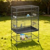 image:imageVEVOR Bird Cage 327 x 311 x 827 inch Open Flat Top Wrought Iron Bird Flight Cage with Perches SlideOut Tray Plastic Feeders for Cockatiel Monk Parakeet Amazon Parrot African Grey ParrotBlack