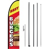 image:imageVEVOR Burgers Feather Flag with Pole Kit 163 Feet Advertising Flags for Business Outside with Fiberglass Pole Ground Stake Restaurant Swooper Flag Banner Pole Kit Best Burgers Feather Flag
