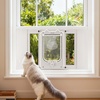 image:imageVEVOR Cat Door for Window Adjustable to Fit Window Width 2732 4 Secure Lock Modes Aluminum Frame and HighTransparency Glass Magnetic Closure Weatherproof QuickFit Pet Door for Cats WhiteWhite