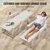 image:imageVEVOR Chaise Lounge Chair 400 lbs Weight Capacity 6 Positions Adjustable Patio Lounge Chair Outdoor HDPE Lounge Chair with Backrest amp Cup Holder for Pool Poolside Deck Backyard Lawn WhiteWhite