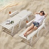 image:imageVEVOR Chaise Lounge Chair 400 lbs Weight Capacity 6 Positions Adjustable Patio Lounge Chair Outdoor HDPE Lounge Chair with Backrest amp Cup Holder for Pool Poolside Deck Backyard Lawn WhiteWhite