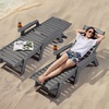 image:imageVEVOR Chaise Lounge Chair 400 lbs Weight Capacity 6 Positions Adjustable Patio Lounge Chair Outdoor HDPE Lounge Chair with Backrest amp Cup Holder for Pool Poolside Deck Backyard Lawn WhiteGrey