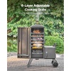 image:imageVEVOR Charcoal Offset Smoker HeavyDuty Steel BBQ Offset Smoker with Side Firebox Movable Outdoor Barbecue Smokers with 6 Adjustable Grates Thermometer amp Air Vents for Backyard Patio Party Cooking