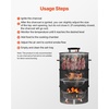 image:imageVEVOR Charcoal Smoker Grill 185 Barrel Charcoal BBQ Smoker Coated Steel Outdoor Barbecue Grill with 2 Grilling Grates 1 Hanging Rod 6 Hooks amp Thermometer Ideal for Party Backyard Patio Cooking