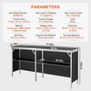 image:imageVEVOR Folding Portable Bar Table 386 x 152 x 343 in with Carry Bag Storage Shelf and Detachable Skirt Quick and Easy Setup Foldable Mobile Bartending Station for Events Party Tradeshow7795 Length
