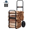 image:imageVEVOR Log Cart 250 lbs Load Capacity Outdoor and Indoor Wood Rack Storage Mover with Pneumatic Rubber Wheels Heavy Duty Steel Dolly Hauler Firewood Carrier for Fireplace Fire Pit Blackwithout cover