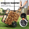 image:imageVEVOR Log Cart 250 lbs Load Capacity Outdoor and Indoor Wood Rack Storage Mover with Pneumatic Rubber Wheels Heavy Duty Steel Dolly Hauler Firewood Carrier for Fireplace Fire Pit Blackwith cover