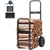 image:imageVEVOR Log Cart 250 lbs Load Capacity Outdoor and Indoor Wood Rack Storage Mover with Pneumatic Rubber Wheels Heavy Duty Steel Dolly Hauler Firewood Carrier for Fireplace Fire Pit Blackwith cover