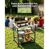 image:imageVEVOR Outdoor Grill Cart 310 x 170 inch Tabletop Size Grilling Table Foldable Outdoor Cooking Table with Tissue Holder Wheels Magnetic Tool Rack BBQ Prep Tables for Picnic Kitchen CourtyardBlack
