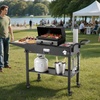 image:imageVEVOR Outdoor Grill Cart 310 x 170 inch Tabletop Size Grilling Table Foldable Outdoor Cooking Table with Tissue Holder Wheels Magnetic Tool Rack BBQ Prep Tables for Picnic Kitchen CourtyardBlack