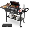 image:imageVEVOR Outdoor Grill Cart 310 x 170 inch Tabletop Size Grilling Table Foldable Outdoor Cooking Table with Tissue Holder Wheels Magnetic Tool Rack BBQ Prep Tables for Picnic Kitchen CourtyardBlack