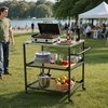 image:imageVEVOR Outdoor Grill Cart 310 x 170 inch Tabletop Size Grilling Table Foldable Outdoor Cooking Table with Tissue Holder Wheels Magnetic Tool Rack BBQ Prep Tables for Picnic Kitchen CourtyardBlack