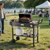 image:imageVEVOR Outdoor Grill Cart 310 x 170 inch Tabletop Size Grilling Table Foldable Outdoor Cooking Table with Tissue Holder Wheels Magnetic Tool Rack BBQ Prep Tables for Picnic Kitchen CourtyardBlack