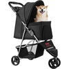image:imageVEVOR Pet Stroller 35 lbs Weight Capacity Foldable Dog Cart 3 Wheels Cats Carts with Mesh Windows and Cup Holders Portable Pet Carrier Stroller with Brake for Small to Medium Pets3 wheels  For Pets up to 35lbs