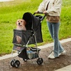 image:imageVEVOR Pet Stroller 35 lbs Weight Capacity Foldable Dog Cart 3 Wheels Cats Carts with Mesh Windows and Cup Holders Portable Pet Carrier Stroller with Brake for Small to Medium Pets3 wheels  for Pets up to 35 Pound