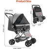 image:imageVEVOR Pet Stroller 35 lbs Weight Capacity Foldable Dog Cart 3 Wheels Cats Carts with Mesh Windows and Cup Holders Portable Pet Carrier Stroller with Brake for Small to Medium Pets4 wheels  For Pets up to 40 Pound