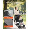 image:imageVEVOR Pet Stroller 35 lbs Weight Capacity Foldable Dog Cart 3 Wheels Cats Carts with Mesh Windows and Cup Holders Portable Pet Carrier Stroller with Brake for Small to Medium Pets4 wheels  For Pets up to 40 Pound