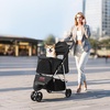 image:imageVEVOR Pet Stroller 35 lbs Weight Capacity Foldable Dog Cart 3 Wheels Cats Carts with Mesh Windows and Cup Holders Portable Pet Carrier Stroller with Brake for Small to Medium Pets3 wheels  For Pets up to 35lbs