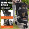 image:imageVEVOR Pet Stroller 35 lbs Weight Capacity Foldable Dog Cart 3 Wheels Cats Carts with Mesh Windows and Cup Holders Portable Pet Carrier Stroller with Brake for Small to Medium Pets3 wheels  for Pets up to 35 Pound